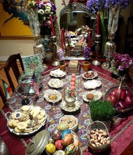 عکس ایده سفره هفت سین روی میز ناهار خوری