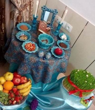 عکس ایده سفره هفت سین روی میز ناهار خوری