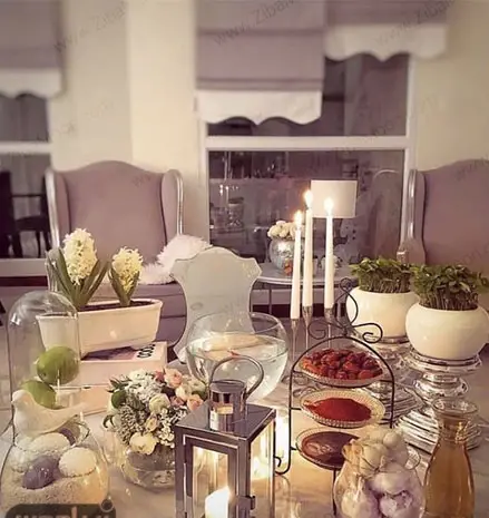 عکس ایده سفره هفت سین روی میز ناهار خوری