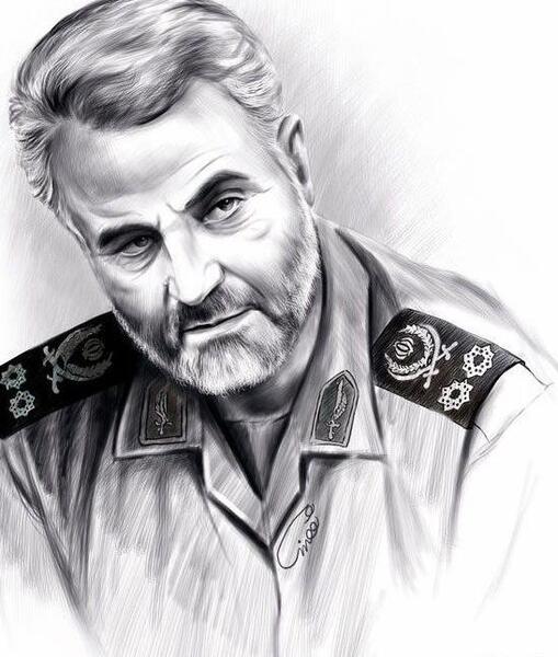 نقاشی عکس حاج قاسم سلیمانی در عصر جدید