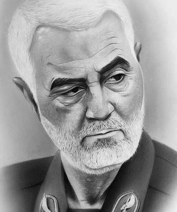 نقاشی عکس حاج قاسم سلیمانی در عصر جدید