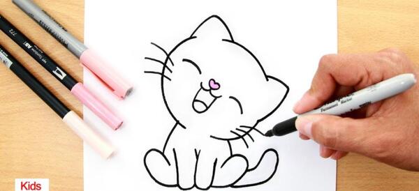 عکس نقاشی ساده و زیبا گربه