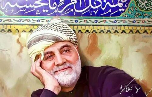 عکس حاج قاسم با چفیه بر سر