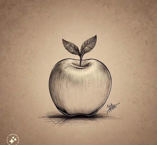 عکس نقاشی ساده سیب