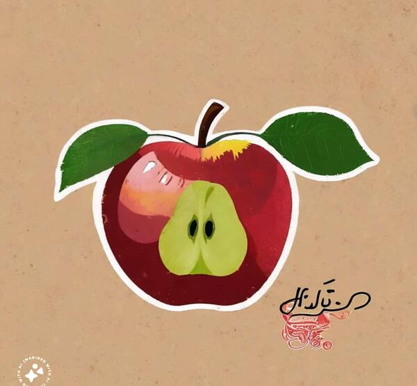 عکس نقاشی ساده سیب