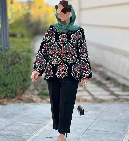عکس مدل مانتو جدید پارچه طرح دار