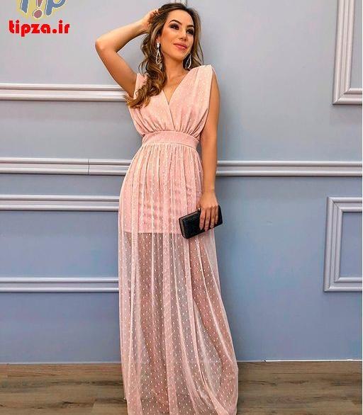 عکس لباس مجلسی دخترانه توری بلند