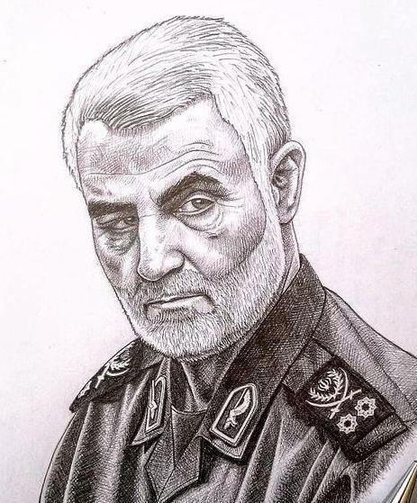 عکس نقاشی ساده سردار سلیمانی