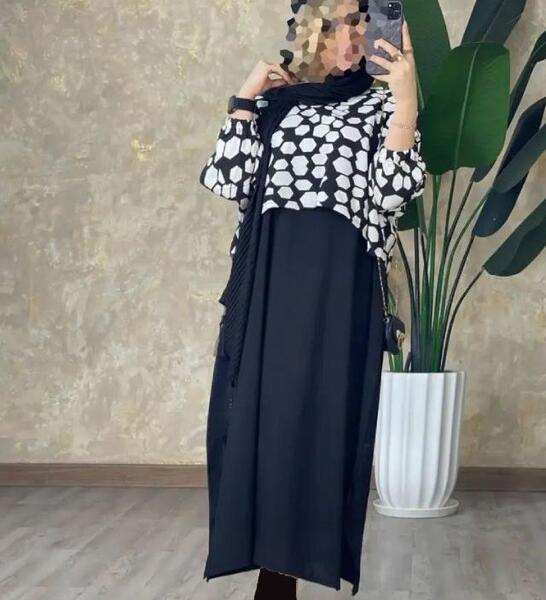 عکس لباس مجلسی بلند پوشیده دو تیکه