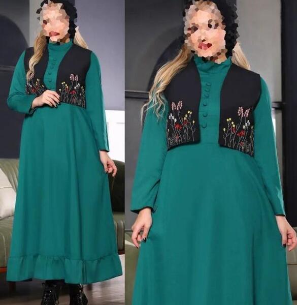 عکس لباس مجلسی بلند پوشیده دو تیکه