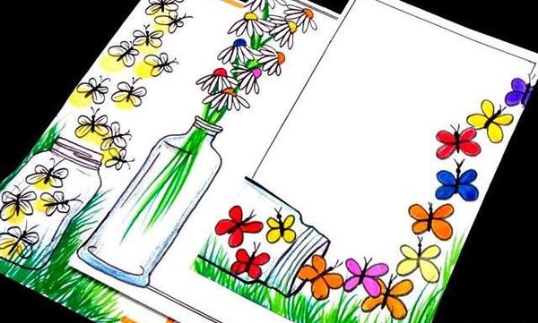 عکس نقاشی گل دور دفتر