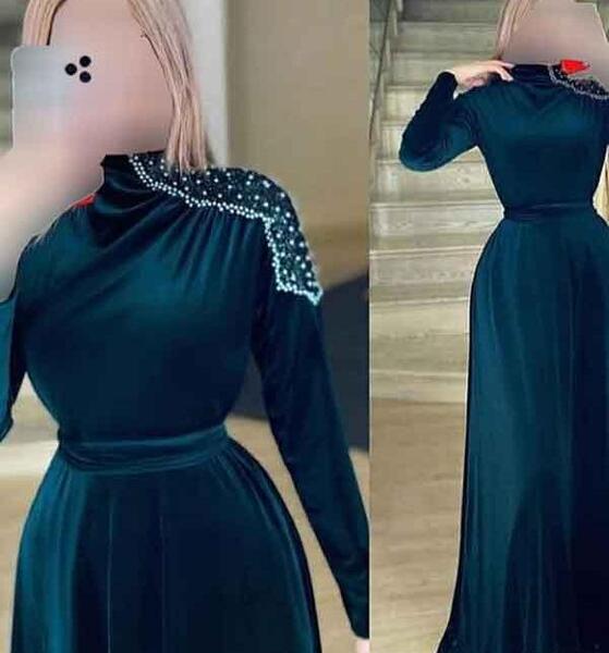 عکس لباس مجلسی بلند پوشیده مخمل