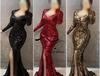 عکس لباس مجلسی بلند پوشیده مخمل