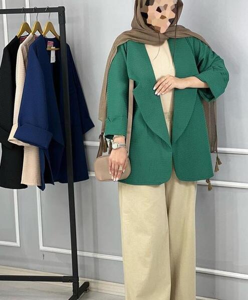 عکس مدل مانتو جدید رنگ سبز یشمی