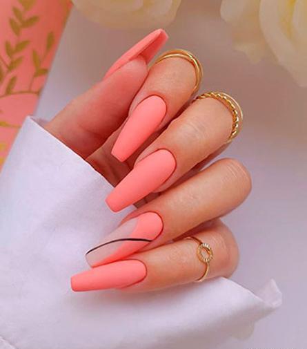 عکس کاشت ناخن رنگ هلویی