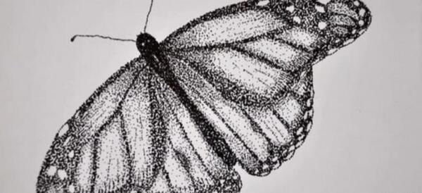عکس نقاشی گل نقطه ای