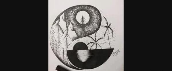 عکس نقاشی گل نقطه ای