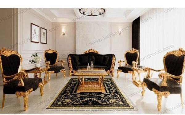 عکس مبل مشکی طلایی