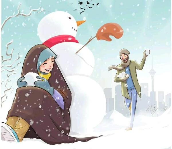عکس برف بازی عاشقانه