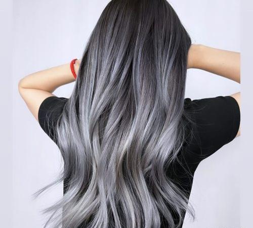عکس ترکیب رنگ مو دودی خاکستری
