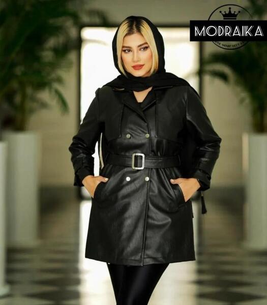 عکس پالتو چرم مشکی