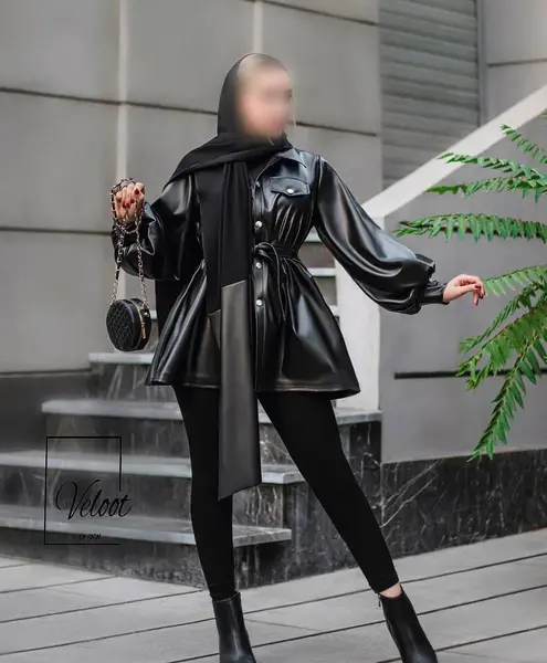 عکس پالتو چرم مشکی