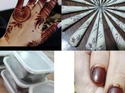عکس رنگ حنا روی ناخن