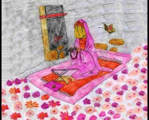عکس نقاشی زیبا حضرت فاطمه