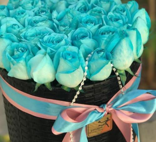 عکس گل سبز آبی