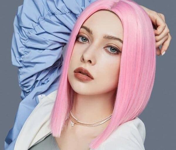 عکس رنگ مو صورتی کمرنگ