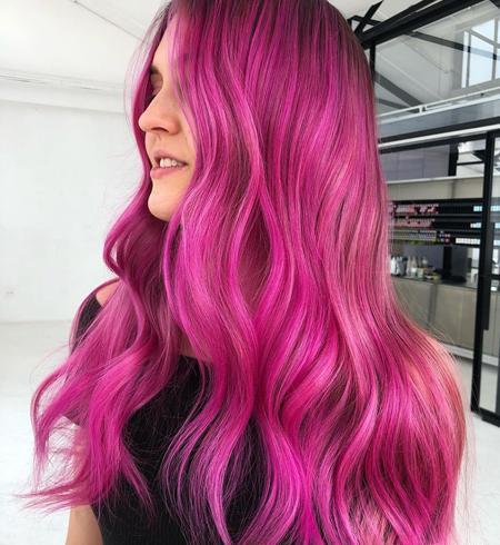 عکس رنگ مو صورتی کمرنگ