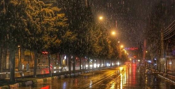 عکس بارش باران در شب