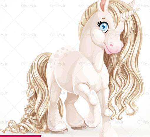 عکس اسب تک شاخ زیبای سفید