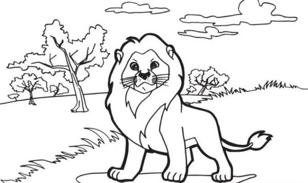 عکس نقاشی شیر ساده کودکانه