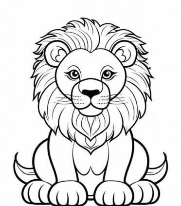عکس نقاشی شیر ساده کودکانه
