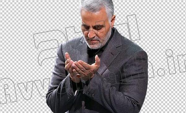 عکس حاج قاسم سلیمانی در حال نماز خواندن