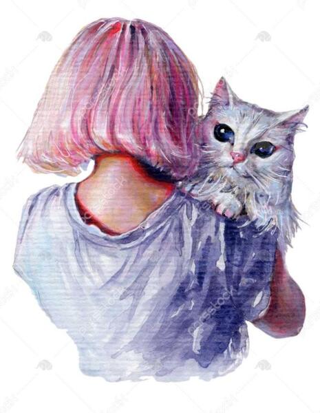 عکس پروفایل دختر و گربه فانتزی