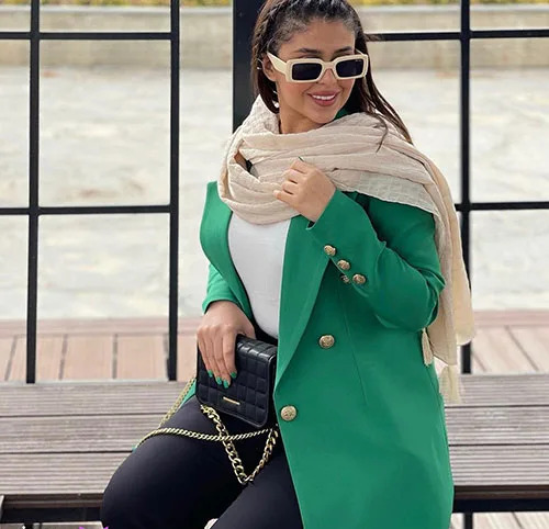عکس مانتو رنگ سبز ابی