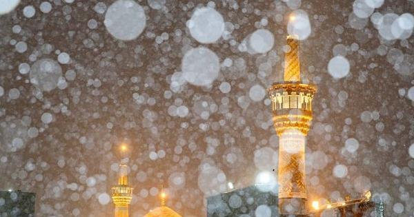 عکس حرم امام رضا در برف