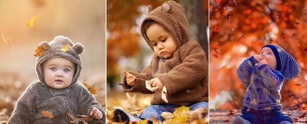 ژست عکس کودک پاییزی