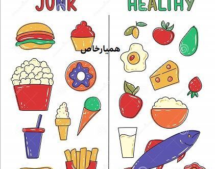 عکس نقاشی غذای سالم و ناسالم