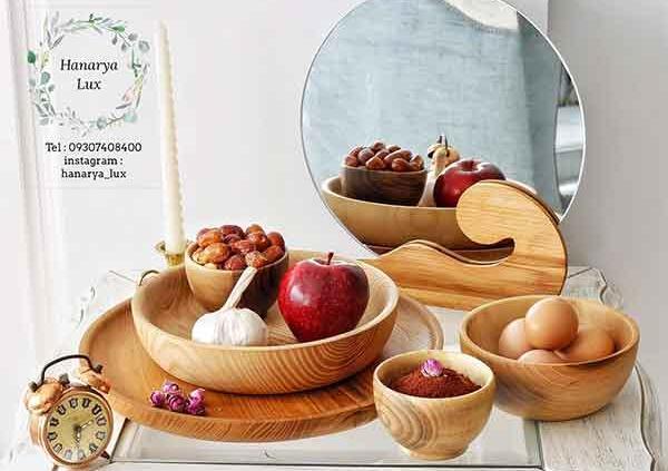عکس سفره هفت سین با ظروف چوبی
