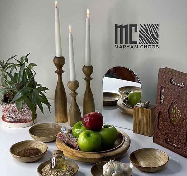 عکس سفره هفت سین با ظروف چوبی