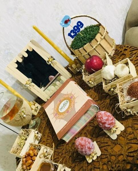 عکس سفره هفت سین با ظروف چوبی