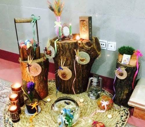 عکس سفره هفت سین با ظروف چوبی