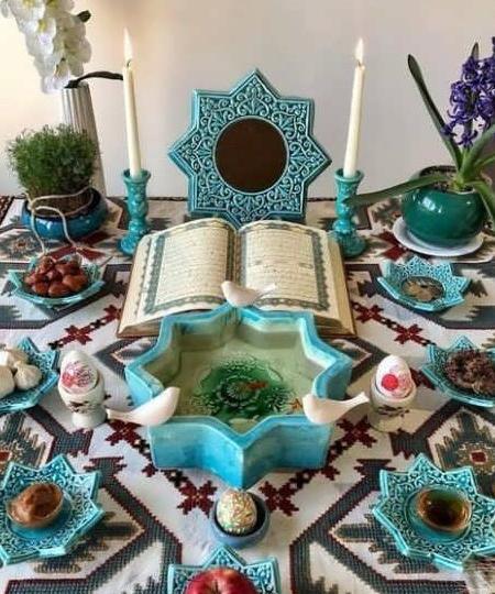 عکس سفره هفت سین با ظروف چوبی