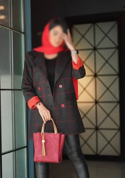 عکس مانتو چهارخونه پشمی