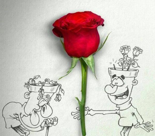 عکس نقاشی ضرب المثل با یک گل بهار نمی شود