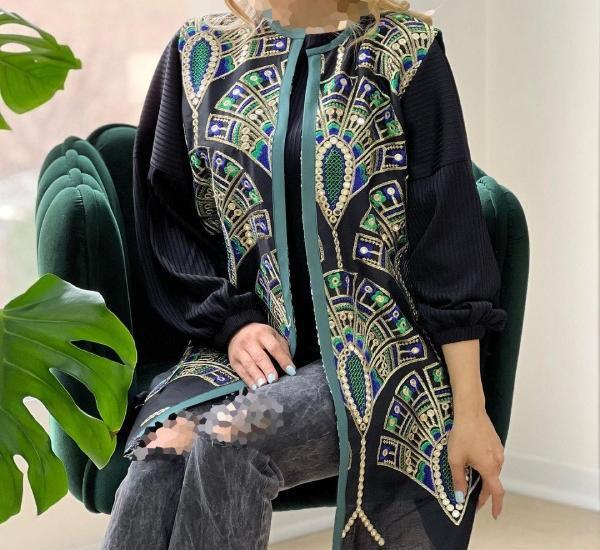 عکس مانتو با پارچه سوزن دوزی