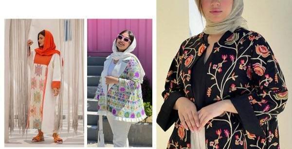 عکس مانتو با پارچه سوزن دوزی